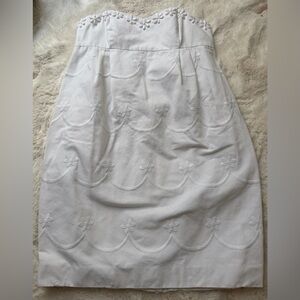 Lilly Pulitzer White Floral Embroidered and Beaded Strapless Dress